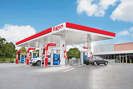 Exterior of Exxon gas station